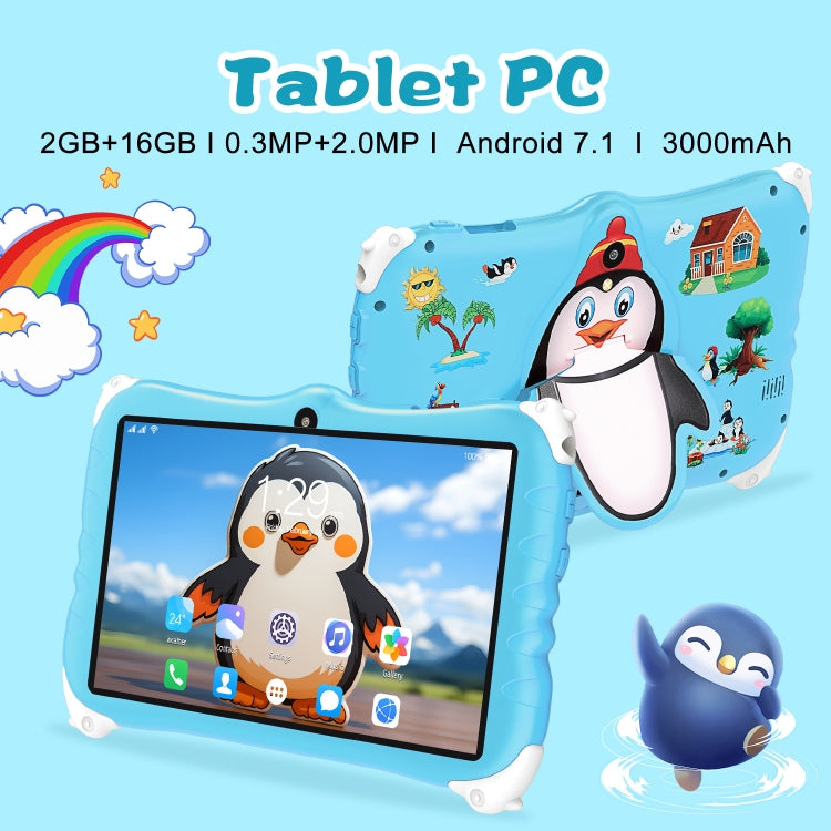 Penguin 7 inch WiFi Kids Tablet PC, 2GB+16GB, Android 7.1 MT6735 Octa Core CPU(Green) -  by PMC Jewellery | Online Shopping South Africa | PMC Jewellery | Buy Now Pay Later Mobicred