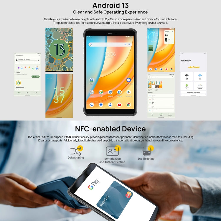 Ulefone Armor Pad Pro Rugged Tablet PC, 8GB+128GB, 8 inch Android 13 MediaTek MT8788 Octa Core 4G Network, EU Plug(Black) - Other by Ulefone | Online Shopping South Africa | PMC Jewellery | Buy Now Pay Later Mobicred
