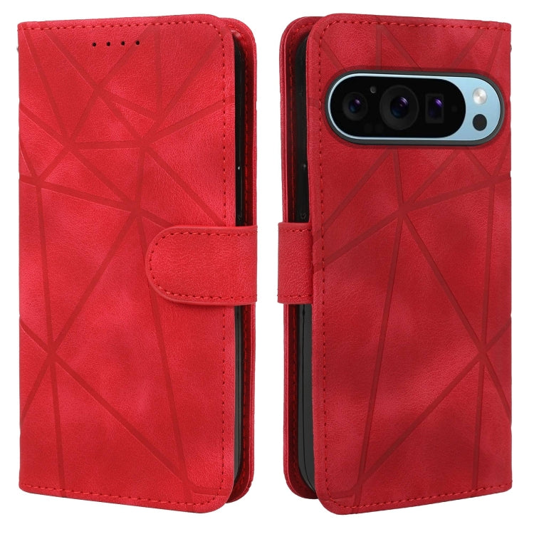 For Google Pixel 9 / 9 Pro Skin Feel Geometric Lines Leather Phone Case(Red) - Google Cases by PMC Jewellery | Online Shopping South Africa | PMC Jewellery | Buy Now Pay Later Mobicred