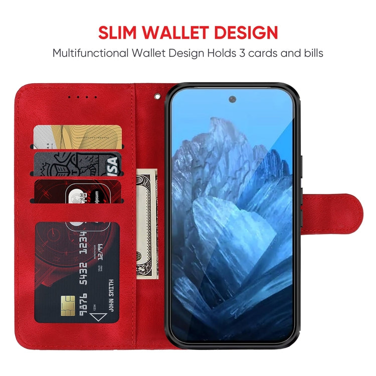 For Google Pixel 9 Pro XL Skin Feel Geometric Lines Leather Phone Case(Red) - Google Cases by PMC TechLife | Online Shopping South Africa | PMC TechLife | Buy Now Pay Later Mobicred