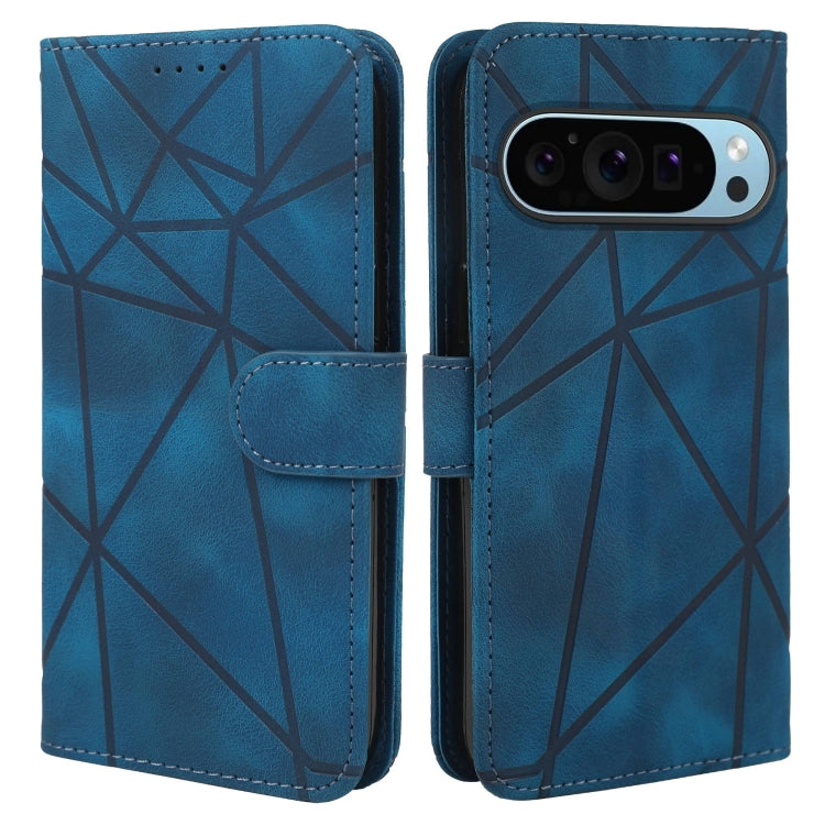 For Google Pixel 9 Pro XL Skin Feel Geometric Lines Leather Phone Case(Blue) - Google Cases by PMC Jewellery | Online Shopping South Africa | PMC Jewellery | Buy Now Pay Later Mobicred