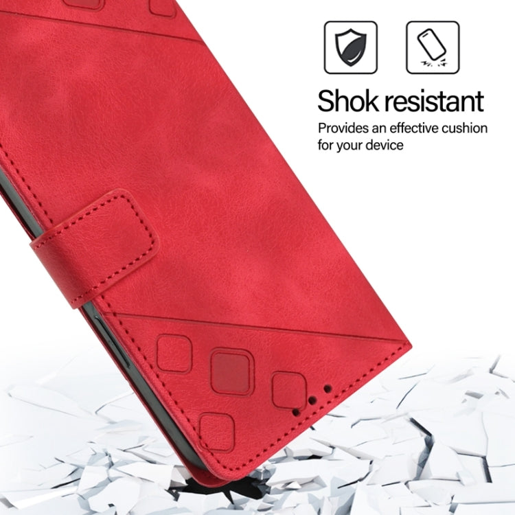 For Blackview Color 8 Skin Feel Embossed Leather Phone Case(Red) - More Brand by PMC Jewellery | Online Shopping South Africa | PMC Jewellery | Buy Now Pay Later Mobicred