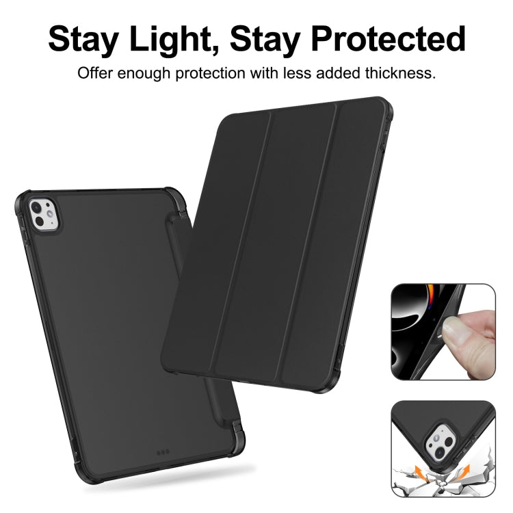 For iPad Pro 11 2024 Tri-fold Holder TPU Cover Frosted Leather Smart Tablet Case withh Pen Slot(Black) - iPad Pro 11 2024 Cases by PMC Jewellery | Online Shopping South Africa | PMC Jewellery | Buy Now Pay Later Mobicred