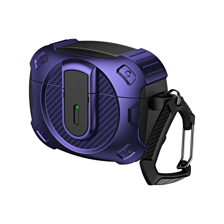 For AirPods Pro Lock Shockproof Bluetooth Earphone Protective Case(Black Purple) - For AirPods Pro by PMC Jewellery | Online Shopping South Africa | PMC Jewellery | Buy Now Pay Later Mobicred