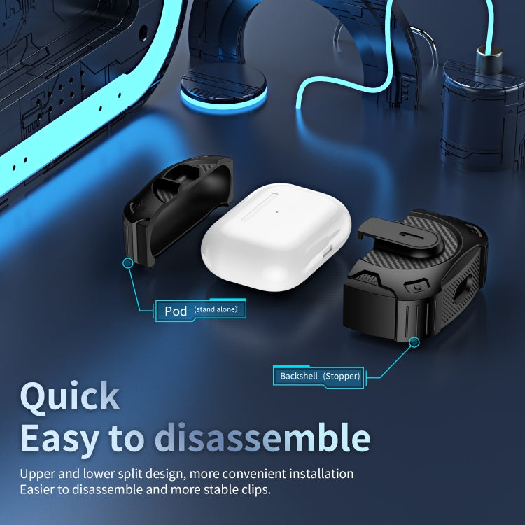 For AirPods 3 Lock Shockproof Bluetooth Earphone Protective Case(Black Silver) - For AirPods 3 by PMC Jewellery | Online Shopping South Africa | PMC Jewellery | Buy Now Pay Later Mobicred