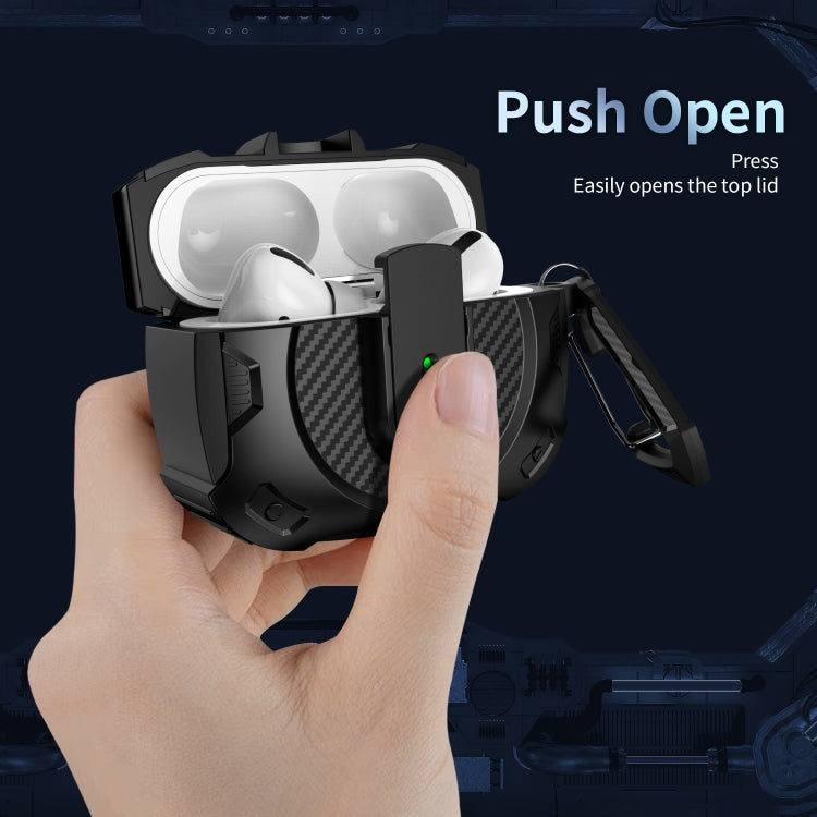 For AirPods 2 / 1 Lock Shockproof Bluetooth Earphone Protective Case(Black Silver) - For AirPods 1/2 by PMC Jewellery | Online Shopping South Africa | PMC Jewellery | Buy Now Pay Later Mobicred