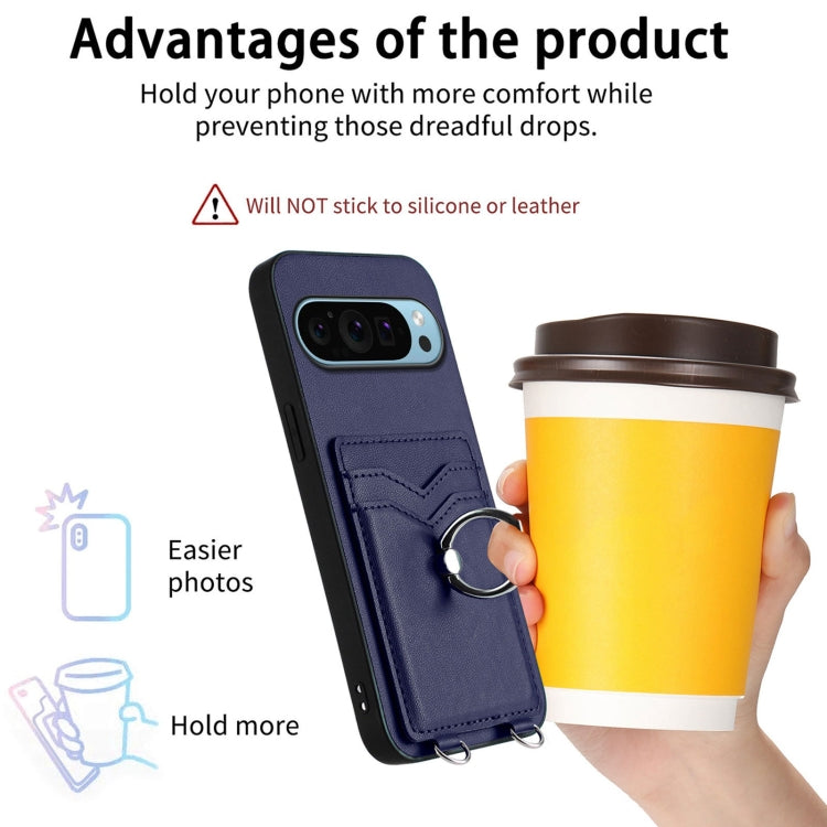 For Google Pixel 9 Pro XL R20 Ring Card Holder Phone Case(Blue) - free shipping - PMC TechLife - Order now!