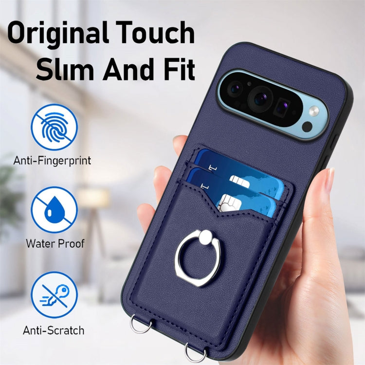 For Google Pixel 9 Pro XL R20 Ring Card Holder Phone Case(Blue) - Google Cases by PMC Jewellery | Online Shopping South Africa | PMC Jewellery | Buy Now Pay Later Mobicred