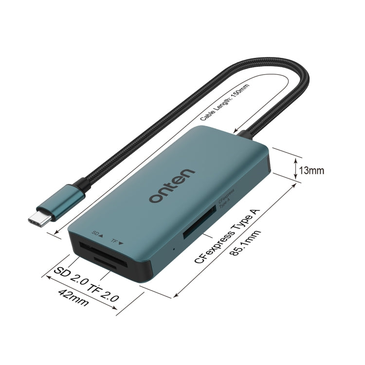 Onten C12 3 in 1 USB-C / Type-C to CFepress Type-A & SD & TF Card Reader(Pine Green) - Card Reader by Onten | Online Shopping South Africa | PMC Jewellery | Buy Now Pay Later Mobicred