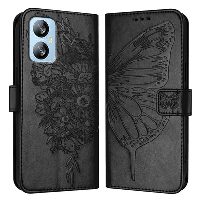 For Blackview A52 Embossed Butterfly Leather Phone Case(Black) - More Brand by PMC Jewellery | Online Shopping South Africa | PMC Jewellery | Buy Now Pay Later Mobicred