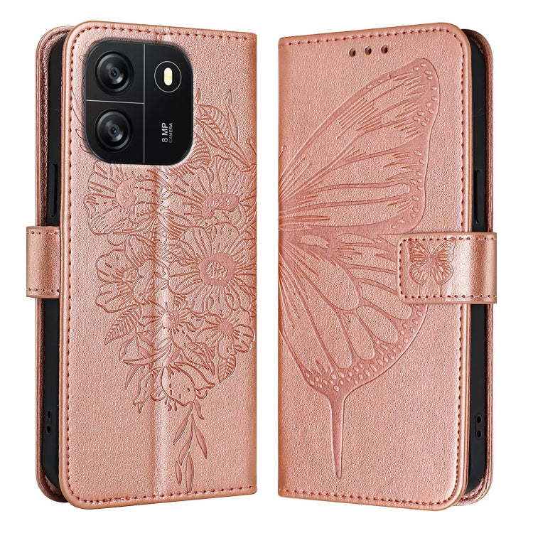 For Blackview Wave 6C Embossed Butterfly Leather Phone Case(Rose Gold) - More Brand by PMC TechLife | Online Shopping South Africa | PMC TechLife | Buy Now Pay Later Mobicred