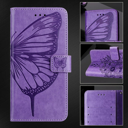 For Blackview Color 8 Embossed Butterfly Leather Phone Case(Purple) - More Brand by PMC Jewellery | Online Shopping South Africa | PMC Jewellery | Buy Now Pay Later Mobicred