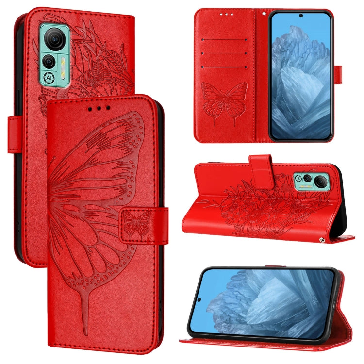 For Ulefone Note 14 Embossed Butterfly Leather Phone Case(Red) - free shipping - PMC Jewellery - Order now!