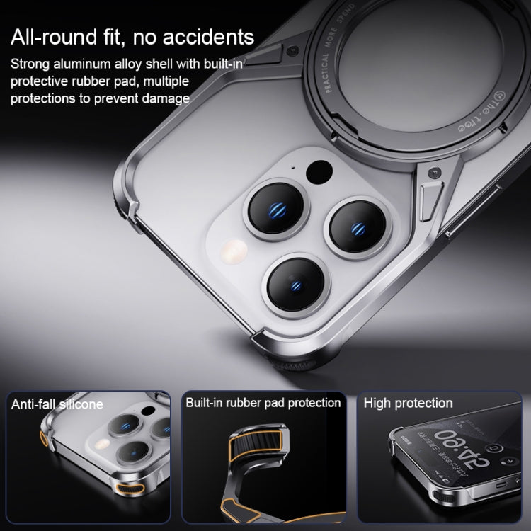For iPhone 16 Pro Max Aluminum Alloy Frameless 360-Degree Rotating Phone Case(Silver) - iPhone 16 Pro Max Cases by PMc TechLife | Online Shopping South Africa | PMc TechLife | Buy Now Pay Later Mobicred