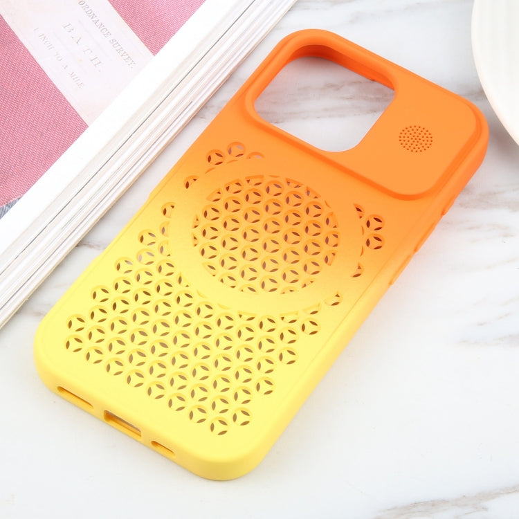 For iPhone 16 Pro Max Gradient Color Honeycomb Aromatherapy MagSafe Phone Case(Orange Yellow) - iPhone 16 Pro Max Cases by PMC Jewellery | Online Shopping South Africa | PMC Jewellery | Buy Now Pay Later Mobicred