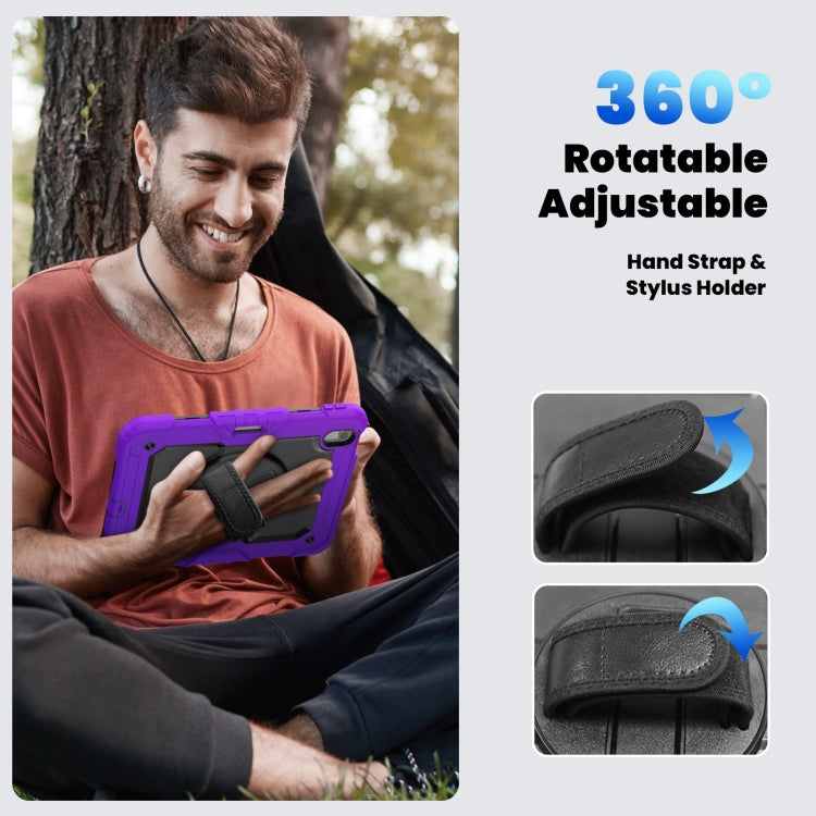 For iPad Air 11 2025 / 2024 Turntable Holder Silicone Hybrid PC Tablet Case with Shoulder Strap(Purple) - free shipping - PMC TechLife - Order now!