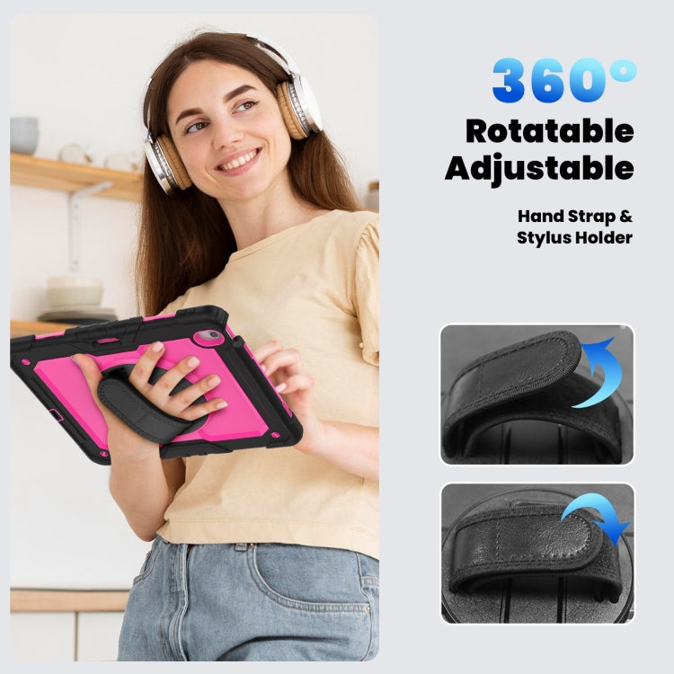 For iPad Air 13 2024 Silicone Hybrid PC Tablet Case with Shoulder Strap(Rose Red + Black) - iPad Air 13 2024 Cases by PMC TechLife | Online Shopping South Africa | PMC TechLife | Buy Now Pay Later Mobicred