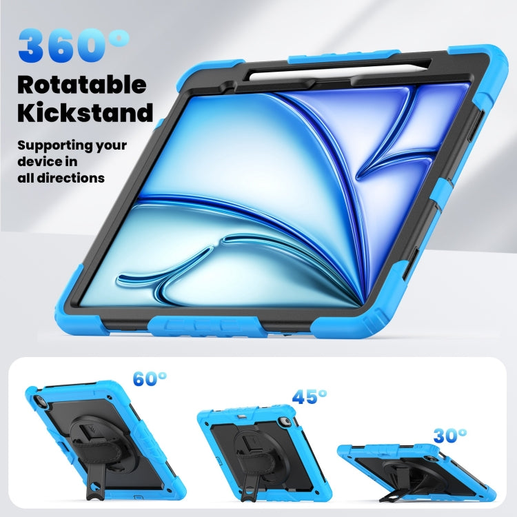 For iPad Air 13 2025 / 2024 Silicone Hybrid PC Tablet Case with Shoulder Strap(Black + Light Blue) - iPad Air 13 2025 / 2024 Cases by PMC TechLife | Online Shopping South Africa | PMC TechLife | Buy Now Pay Later Mobicred