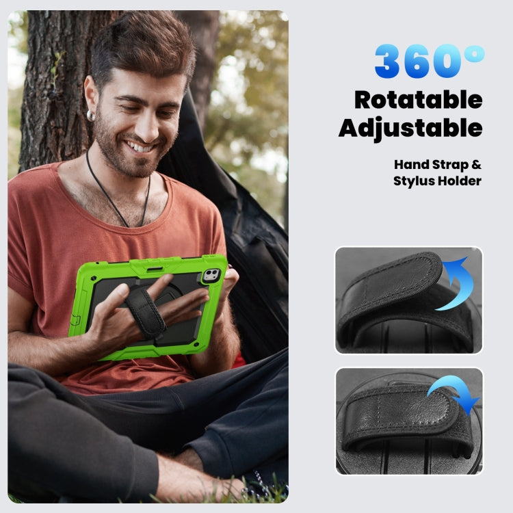 For iPad Pro 13 2024 Silicone Hybrid PC Tablet Case with Shoulder Strap(Black + Yellow Green) - iPad Pro 13 2024 Cases by PMC TechLife | Online Shopping South Africa | PMC TechLife | Buy Now Pay Later Mobicred