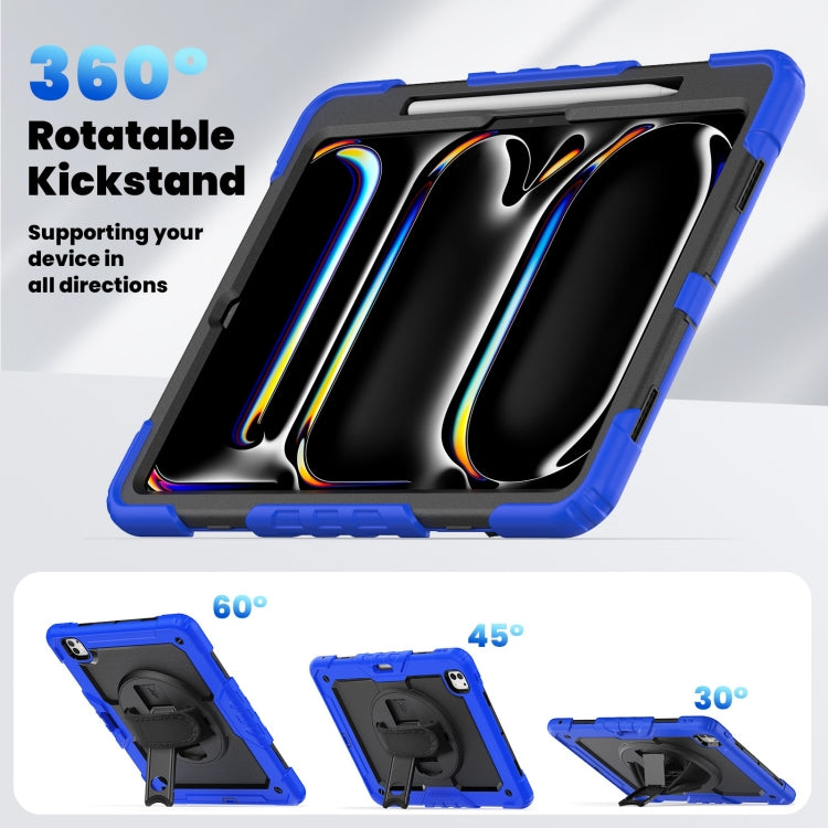 For iPad Pro 13 2024 Silicone Hybrid PC Tablet Case with Shoulder Strap(Black + Dark Blue) - iPad Pro 13 2024 Cases by PMC TechLife | Online Shopping South Africa | PMC TechLife | Buy Now Pay Later Mobicred