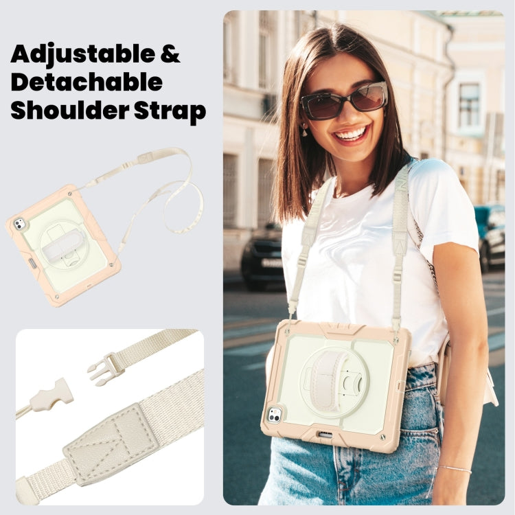 For iPad Pro 13 2024 Silicone Hybrid PC Tablet Case with Shoulder Strap(Beige + Rose Gold) - iPad Pro 13 2024 Cases by PMC TechLife | Online Shopping South Africa | PMC TechLife | Buy Now Pay Later Mobicred