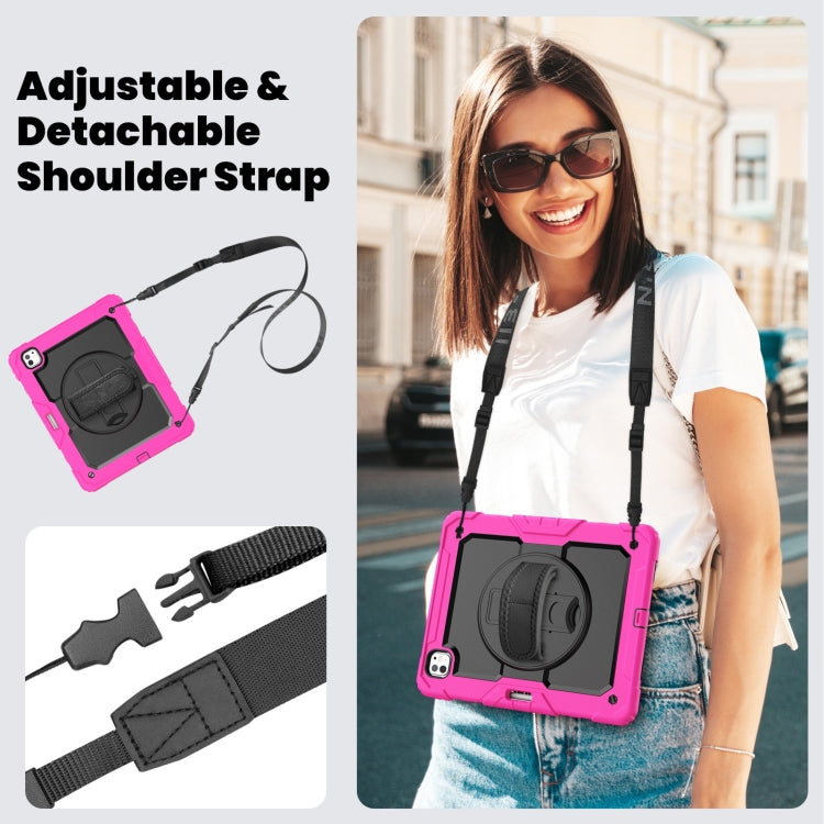 For iPad Pro 13 2024 Silicone Hybrid PC Tablet Case with Shoulder Strap(Black + Rose Red) - iPad Pro 13 2024 Cases by PMC TechLife | Online Shopping South Africa | PMC TechLife | Buy Now Pay Later Mobicred