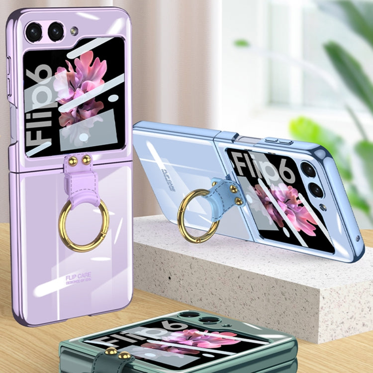 For Samsung Galaxy Z Flip6 GKK Integrated Electroplating Phone Case with Ring(Transparent) - Galaxy Z Flip6 5G Cases by GKK | Online Shopping South Africa | PMC Jewellery | Buy Now Pay Later Mobicred