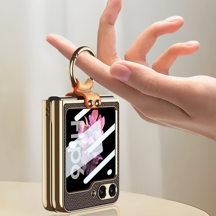 For Samsung Galaxy Z Flip6 / Flip7 FE GKK Integrated Electroplating Leather Phone Case with Ring/Strap(Green) - free shipping - PMC Jewellery - Order now!