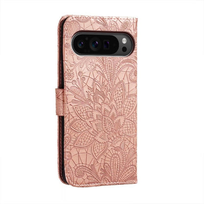 For Google Pixel 9 Pro Lace Flower Embossing Flip Leather Phone Case(Rose Gold) - Google Cases by PMC Jewellery | Online Shopping South Africa | PMC Jewellery | Buy Now Pay Later Mobicred