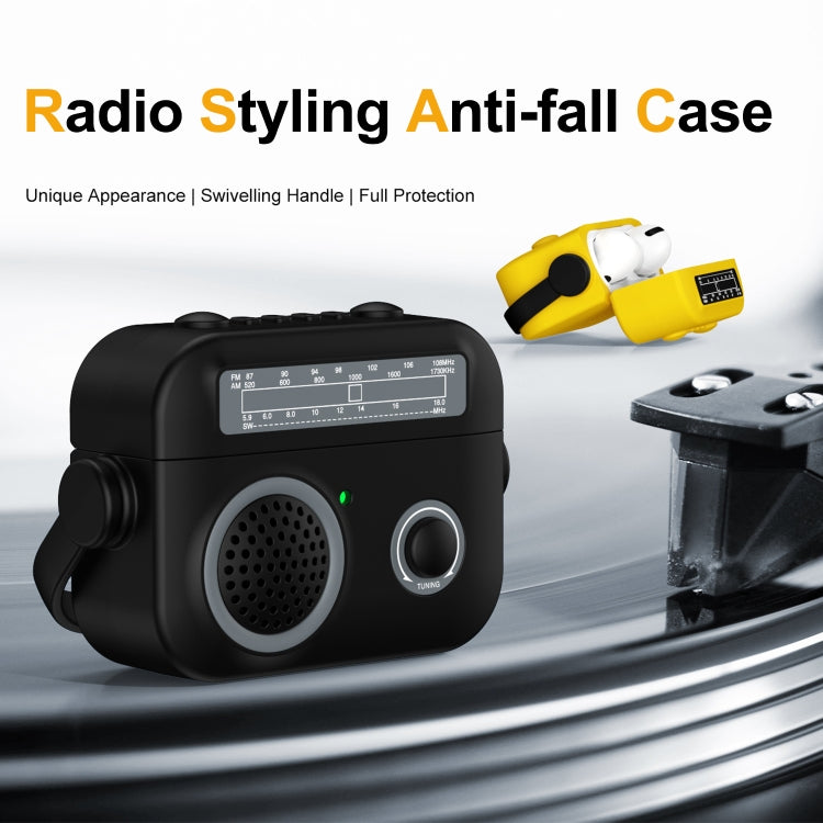 For AirPods 2 / 1 Radio Style Wireless Bluetooth Earphones Shockproof Protective Case(Black) - For AirPods 1/2 by PMC Jewellery | Online Shopping South Africa | PMC Jewellery | Buy Now Pay Later Mobicred