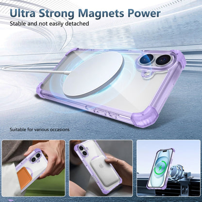 For iPhone 16 Transparent MagSafe Magnetic Phone Case(Purple) - iPhone 16 Cases by PMC Jewellery | Online Shopping South Africa | PMC Jewellery | Buy Now Pay Later Mobicred