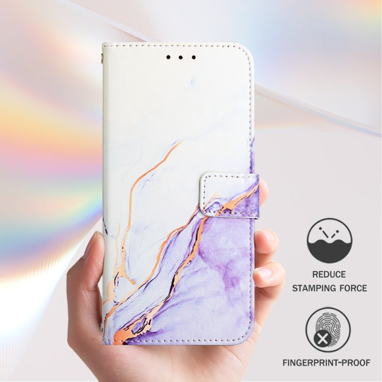 For Blackview A53 PT003 Marble Pattern Flip Leather Phone Case(White Purple) - More Brand by PMC TechLife | Online Shopping South Africa | PMC TechLife | Buy Now Pay Later Mobicred