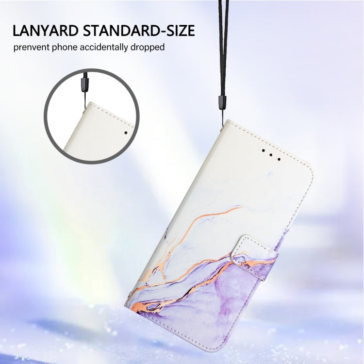 For Blackview A53 PT003 Marble Pattern Flip Leather Phone Case(White Purple) - More Brand by PMC TechLife | Online Shopping South Africa | PMC TechLife | Buy Now Pay Later Mobicred