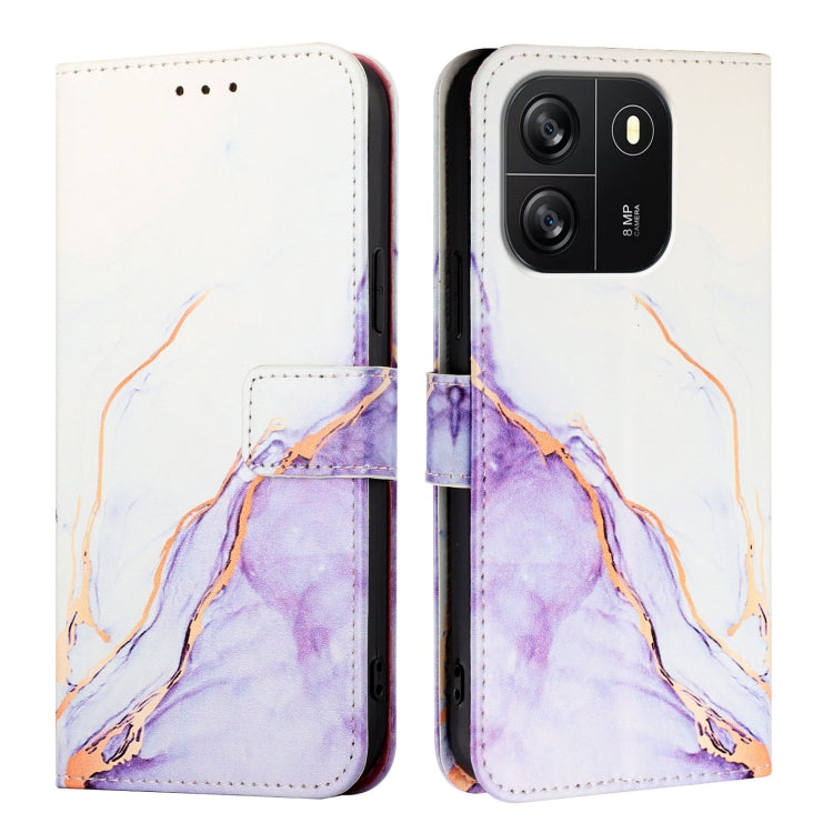 For Blackview Wave 6C PT003 Marble Pattern Flip Leather Phone Case(White Purple) - More Brand by PMC Jewellery | Online Shopping South Africa | PMC Jewellery | Buy Now Pay Later Mobicred