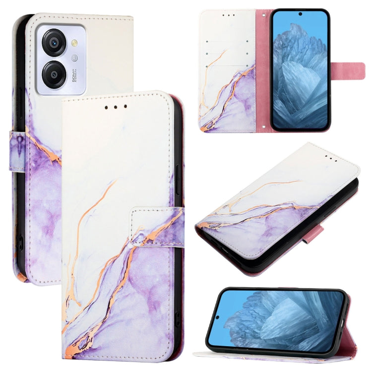 For Blackview Color 8 PT003 Marble Pattern Flip Leather Phone Case(White Purple) - More Brand by PMC Jewellery | Online Shopping South Africa | PMC Jewellery | Buy Now Pay Later Mobicred