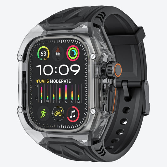 For Apple Watch Ultra 2 49mm Modified PC Hybrid TPU Watch Case Band(Black Clear Black) - Watch Cases by PMC Jewellery | Online Shopping South Africa | PMC Jewellery | Buy Now Pay Later Mobicred