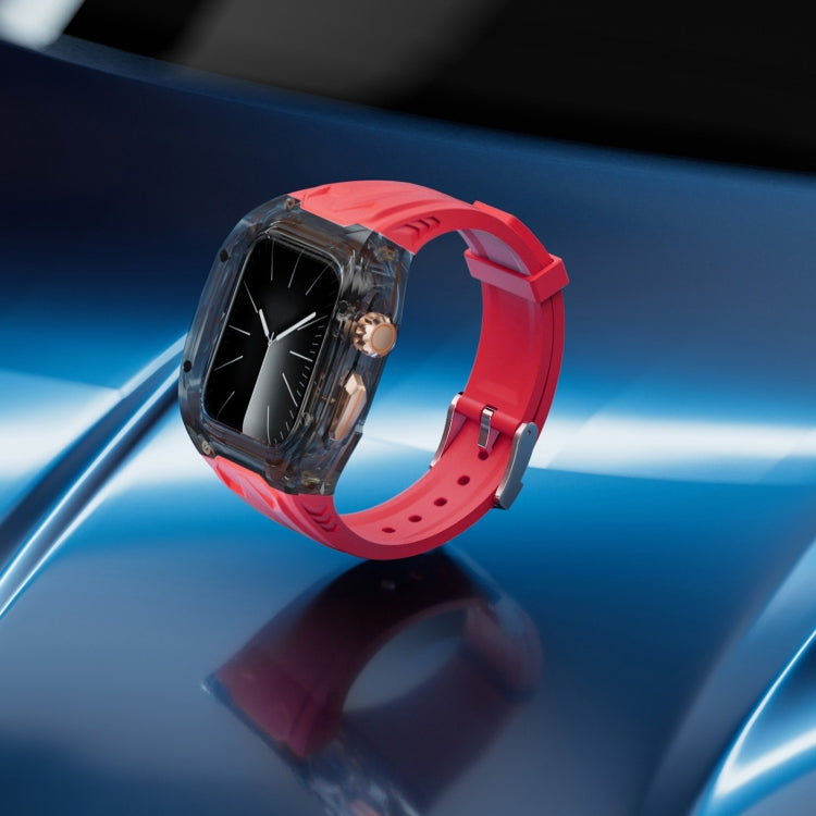 For Apple Watch Series 7 45mm Modified PC Hybrid TPU Watch Case Band(Red Clear Black) - Watch Cases by PMc TechLife | Online Shopping South Africa | PMc TechLife | Buy Now Pay Later Mobicred