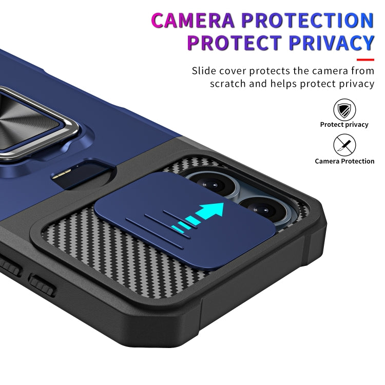 For iPhone 16 Plus Camera Shield Card Slot PC+TPU Phone Case(Black) - iPhone 16 Plus Cases by PMC Jewellery | Online Shopping South Africa | PMC Jewellery | Buy Now Pay Later Mobicred