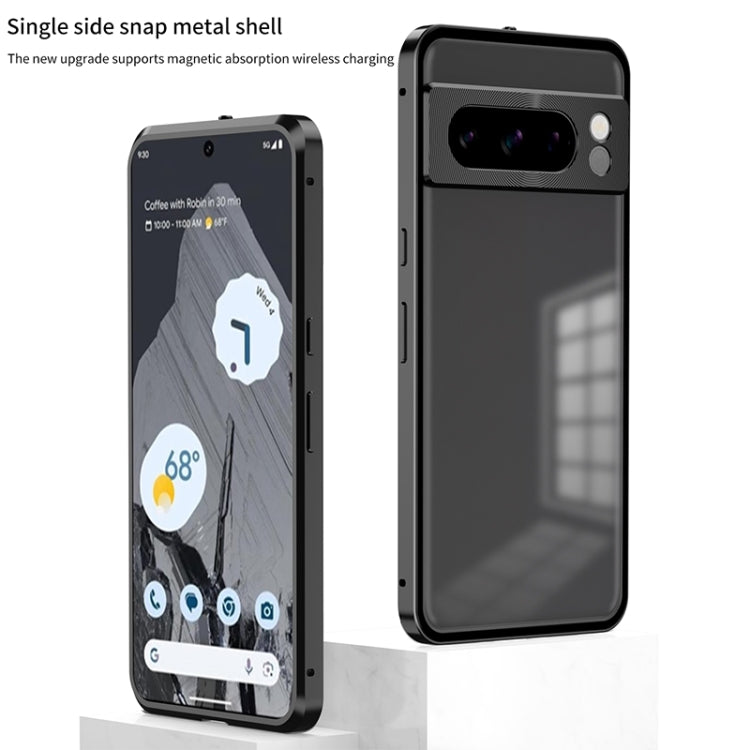 For Google Pixel 8a Snap Buckle Metal Frame Frosted Phone Case(Silver) - Google Cases by PMC TechLife | Online Shopping South Africa | PMC TechLife | Buy Now Pay Later Mobicred