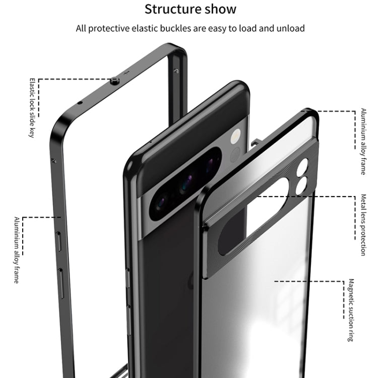 For Google Pixel 7a Snap Buckle Metal Frame Frosted Phone Case(Black) - Google Cases by PMC TechLife | Online Shopping South Africa | PMC TechLife | Buy Now Pay Later Mobicred