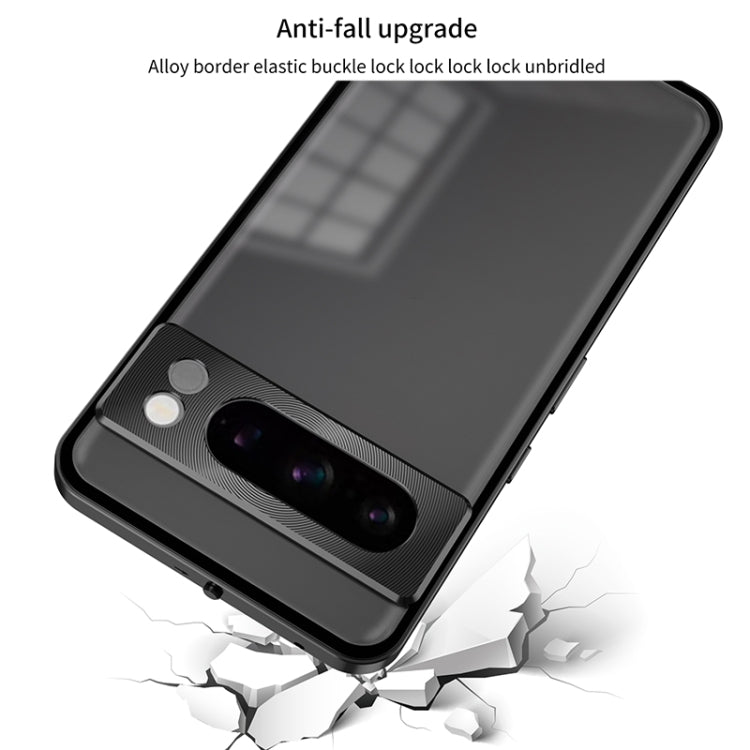 For Google Pixel 8a Snap Buckle Metal Frame Frosted Phone Case(Grey) - Google Cases by PMC TechLife | Online Shopping South Africa | PMC TechLife | Buy Now Pay Later Mobicred