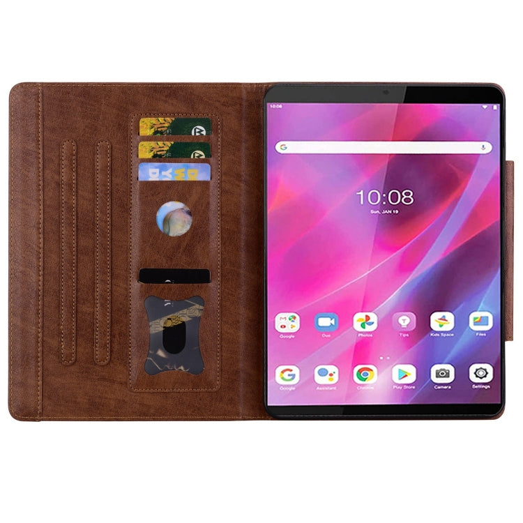 For Lenovo Tab M8 Cat Buckle Leather Tablet Case(Brown) - Lenovo by PMC TechLife | Online Shopping South Africa | PMC TechLife | Buy Now Pay Later Mobicred