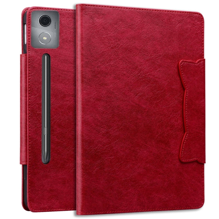 For Lenovo Xiaoxin Pad Pro 12.7 2025 Cat Buckle Leather Tablet Case(Red) - Lenovo by PMC TechLife | Online Shopping South Africa | PMC TechLife | Buy Now Pay Later Mobicred