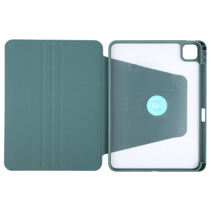 For iPad Air 11 2024 / Air 5 / Air 4 GEBEI Acrylic TPU 3-folding Rotating Smart Tablet Leather Case withh Pen Slot(Dark Green) - iPad Air 11 2024 Cases by GEBEI | Online Shopping South Africa | PMC Jewellery | Buy Now Pay Later Mobicred