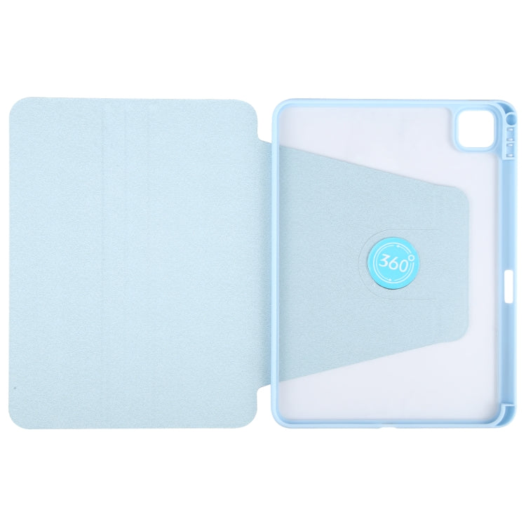 For iPad Air 11 2024 / Air 5 / Air 4 GEBEI Acrylic TPU 3-folding Rotating Smart Tablet Leather Case withh Pen Slot(Sky Blue) - iPad Air 11 2024 Cases by GEBEI | Online Shopping South Africa | PMC Jewellery | Buy Now Pay Later Mobicred