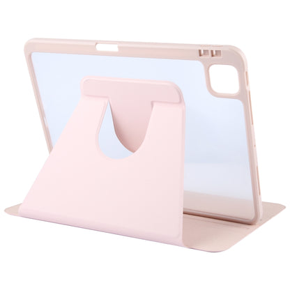 For iPad Pro 11 2024 GEBEI Acrylic TPU 3-folding Rotating Smart Tablet Leather Case withh Pen Slot(Pink) - iPad Pro 11 2024 Cases by GEBEI | Online Shopping South Africa | PMC Jewellery | Buy Now Pay Later Mobicred