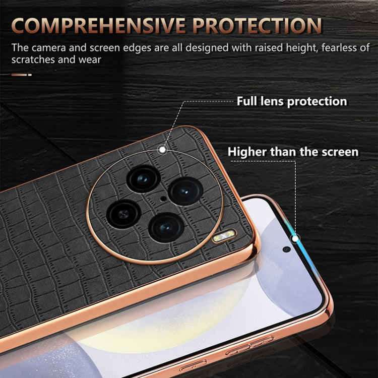 For vivo X100 Pro 5G / X100s Pro AZNS Electroplated Frame Crocodile Texture Full Coverage Phone Case(Green) - vivo Cases by AZNS | Online Shopping South Africa | PMC Jewellery | Buy Now Pay Later Mobicred