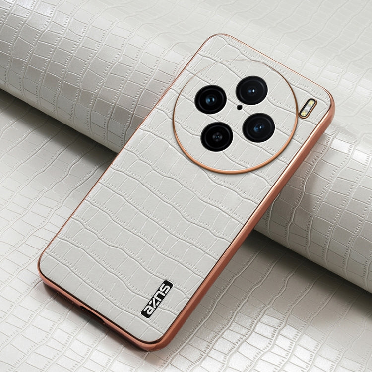 For vivo X100 Pro 5G / X100s Pro AZNS Electroplated Frame Crocodile Texture Full Coverage Phone Case(White) - vivo Cases by AZNS | Online Shopping South Africa | PMC Jewellery | Buy Now Pay Later Mobicred
