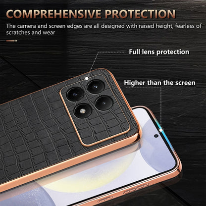 For Redmi K70 / K70 Pro AZNS Electroplated Frame Crocodile Texture Full Coverage Phone Case(Brown) - K70 Cases by AZNS | Online Shopping South Africa | PMC Jewellery | Buy Now Pay Later Mobicred