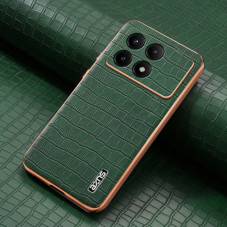 For Redmi K70 / K70 Pro AZNS Electroplated Frame Crocodile Texture Full Coverage Phone Case(Green) - K70 Cases by AZNS | Online Shopping South Africa | PMC Jewellery | Buy Now Pay Later Mobicred